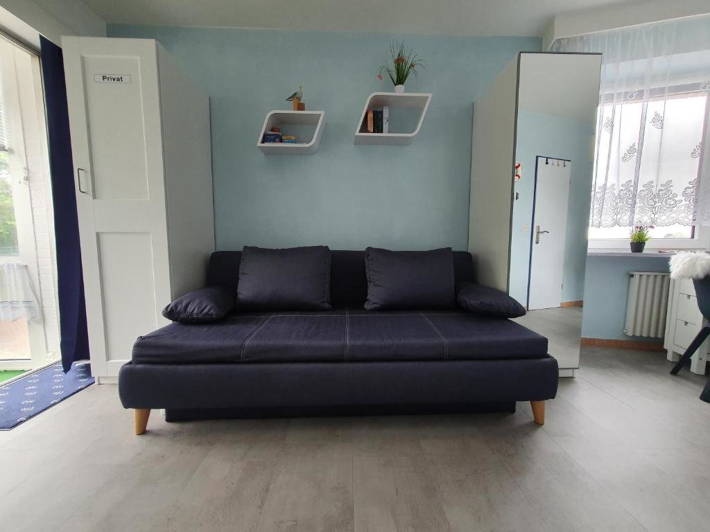 Appartement Apartment 103 im Haus Seehütte direkt am Strand in Cuxhaven Duhnen mit Seesicht in der Ferne