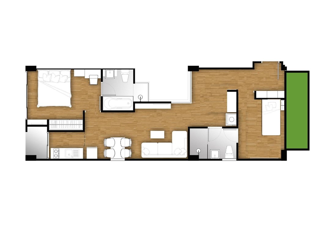 Семейный люкс с 2 комнатами Qube Suites Serviced Apartment