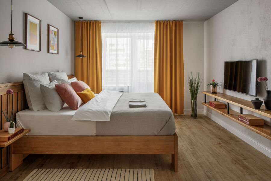 Кровать в общем номере с 2 комнатами Апартаменты Matveev City