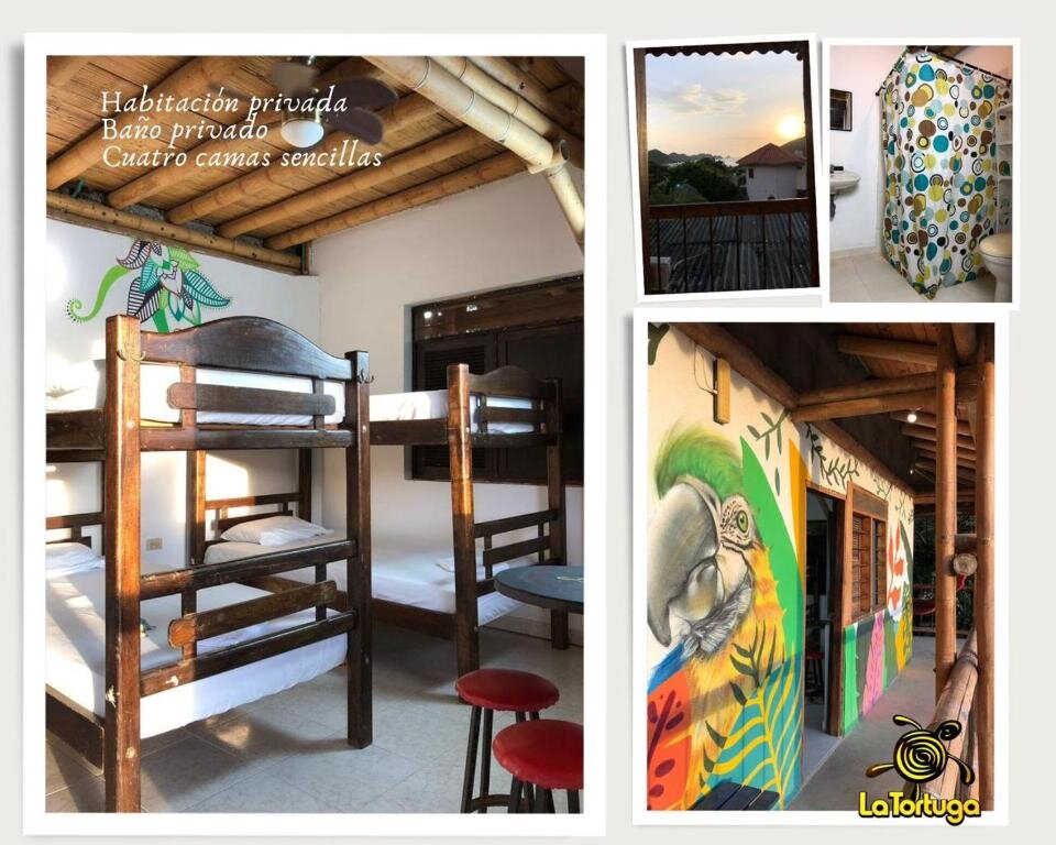 Кровать в общем номере La Tortuga Hostel