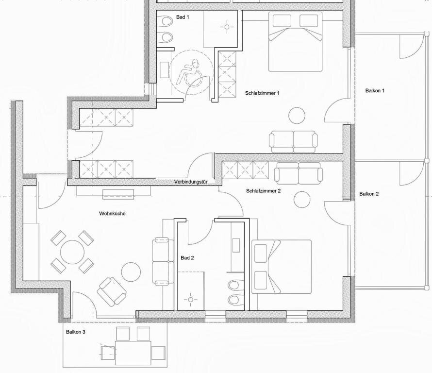 Апартаменты с 3 комнатами Brühl Suites&Residence