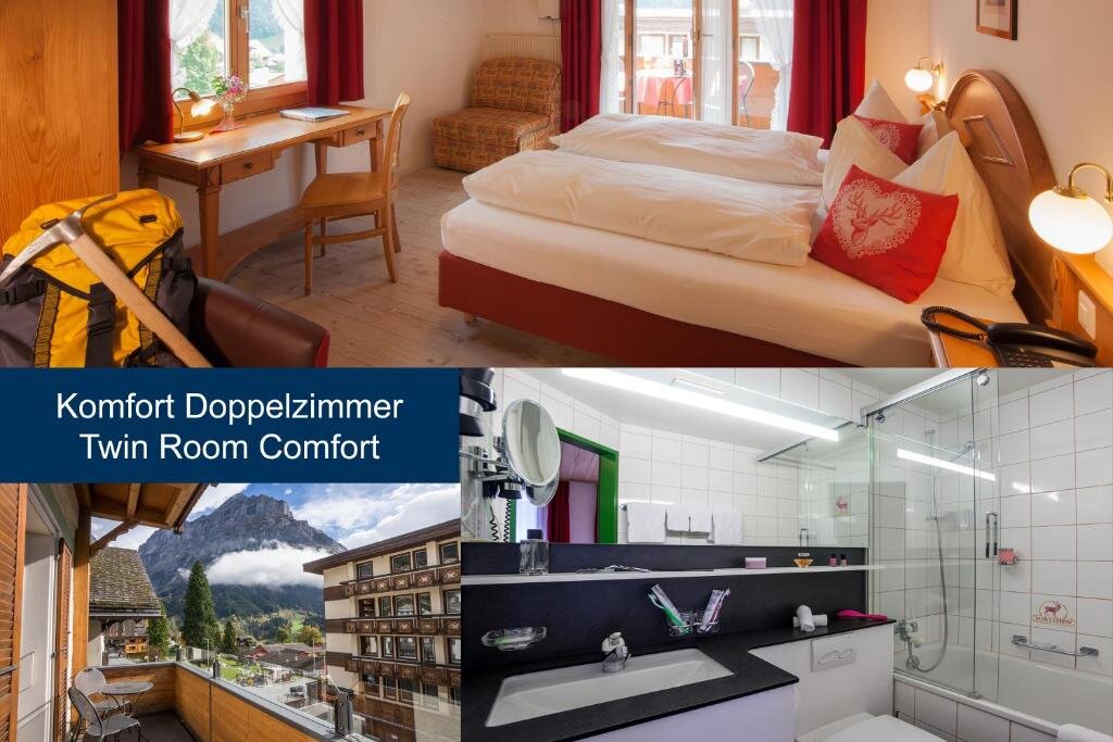 Двухместный номер Comfort с балконом и с видом на горы Hotel Hirschen - Grindelwald
