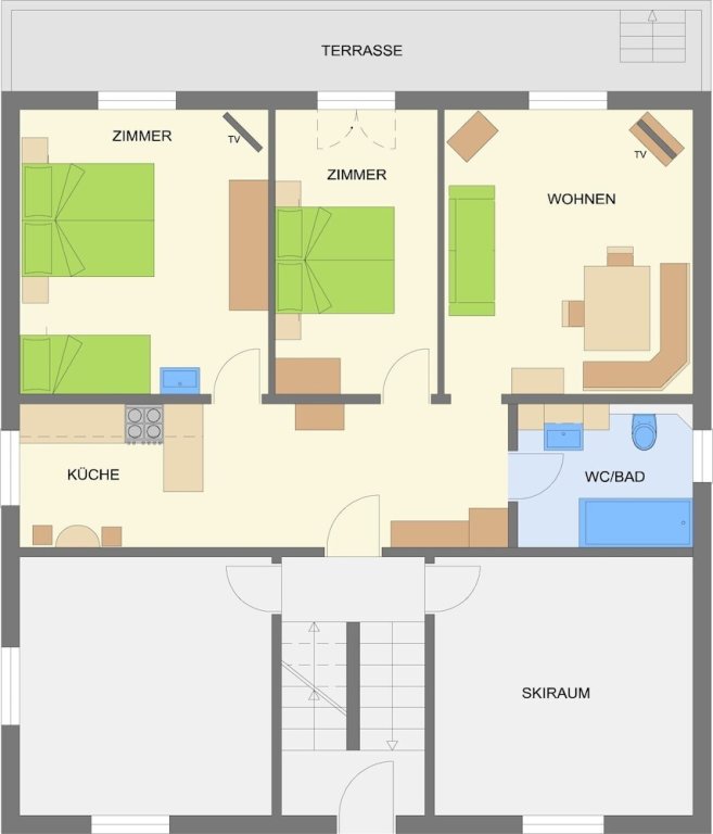 Appartement 2 chambres sous-sol Chalet Medi