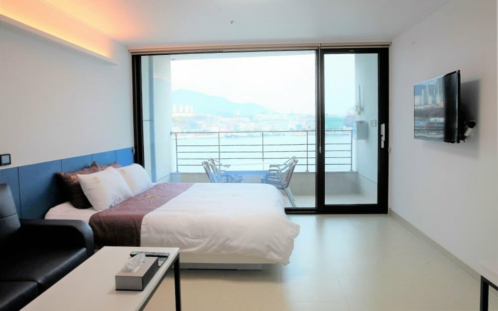 Deluxe double chambre Vue sur l'océan Yeosu Yong Beach Tourist Hostel
