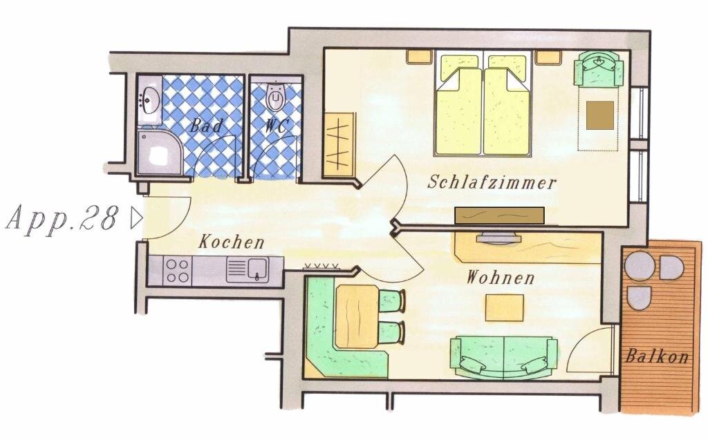 Апартаменты c 1 комнатой Landhaus Huber
