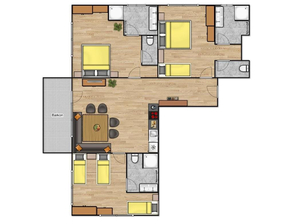Апартаменты с 3 комнатами Appartement Schattauer