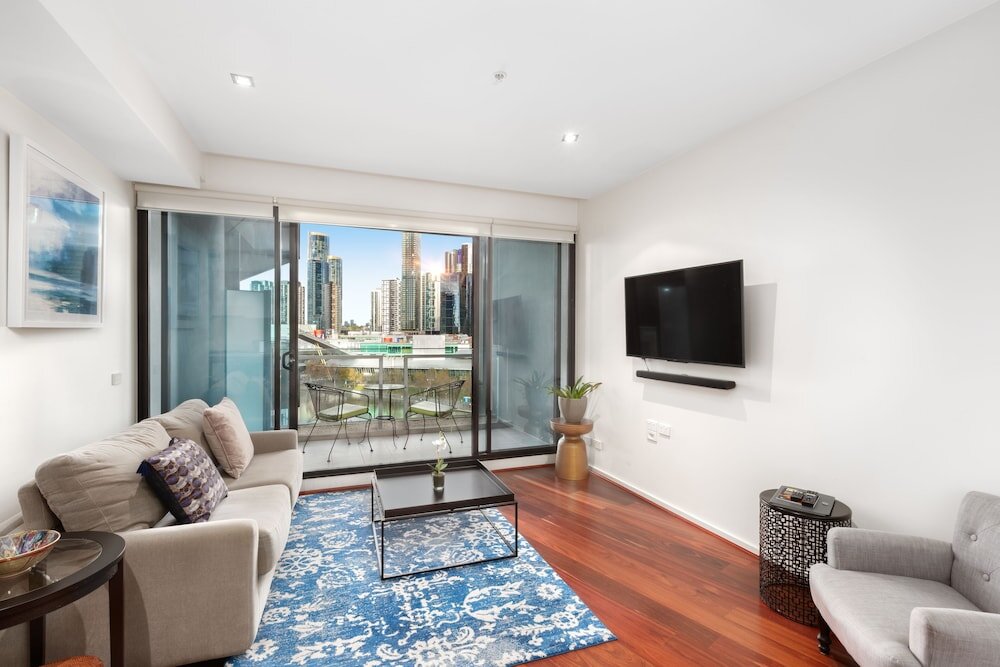 Апартаменты c 1 комнатой с балконом и с видом на реку Waterfront Melbourne Apartments