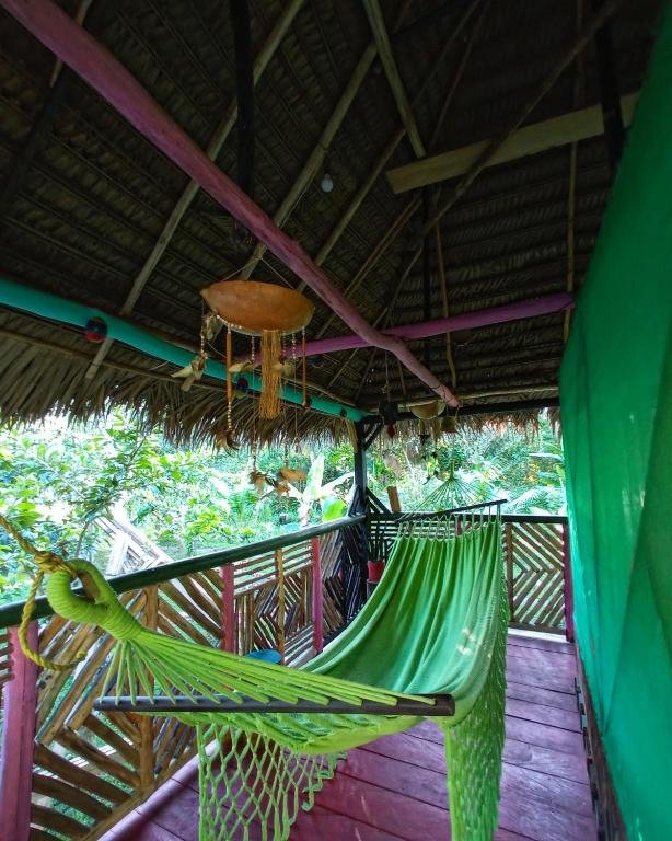 Кровать в общем номере Hostal Búho Amazonas tours