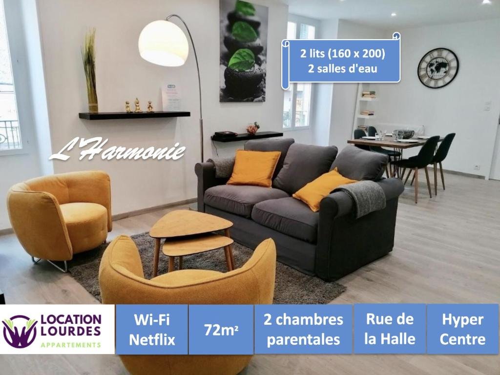 Apartment L'Harmonie 72m2 - 2 chambres - 2 sdb - Rue de la Halle - Hyper centre