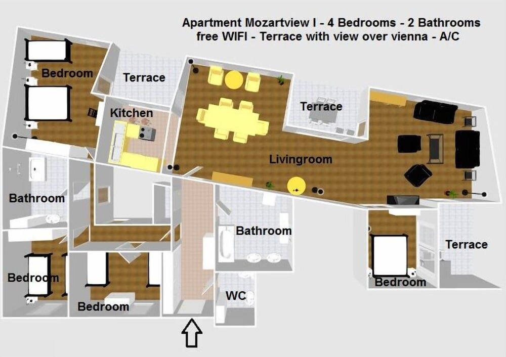 Апартаменты с 4 комнатами с видом на город Duschel Apartments City Center