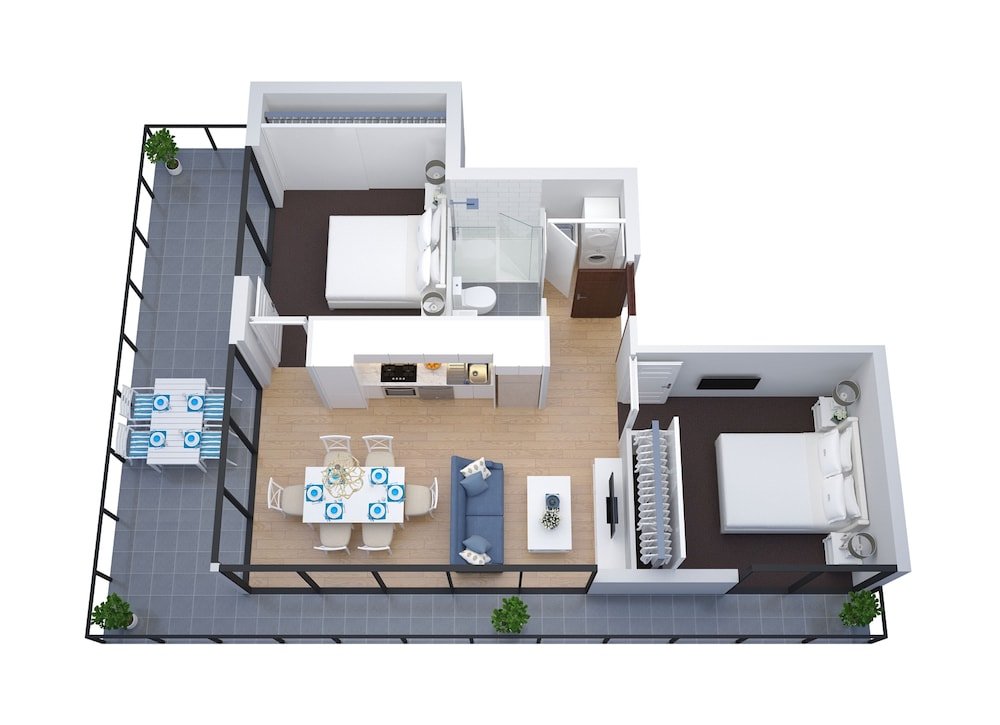 Premier Zimmer 2 Schlafzimmer mit Balkon The Hamptons Apartments - St Kilda