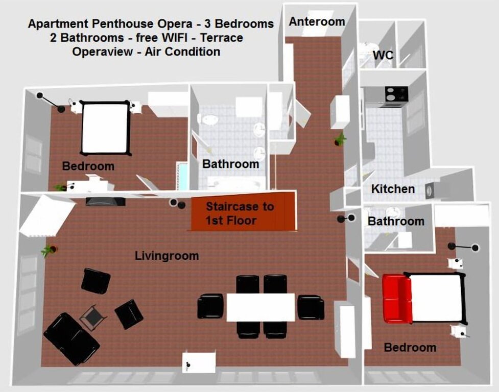 Номер Standard пентхаус с 3 комнатами с видом на город Duschel Apartments City Center