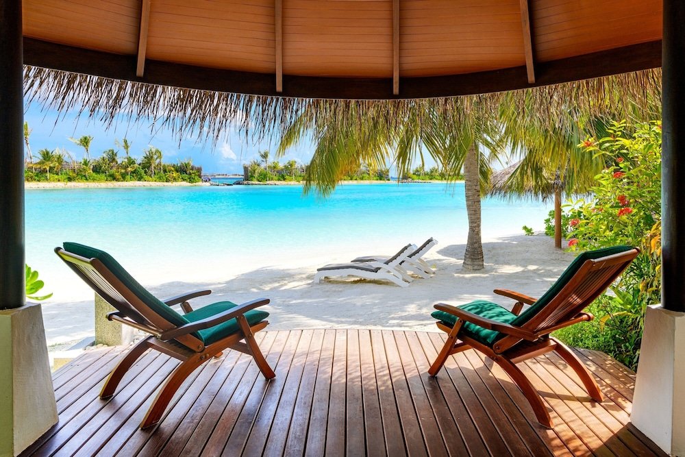 Double Cottage beachfront Sheraton Maldives Full Moon Resort & Spa with Free Transfers