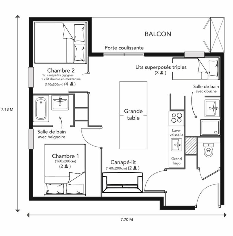 Familie Apartment 2 Schlafzimmer mit Balkon RisoulSki Antarès - Piscine et Sauna