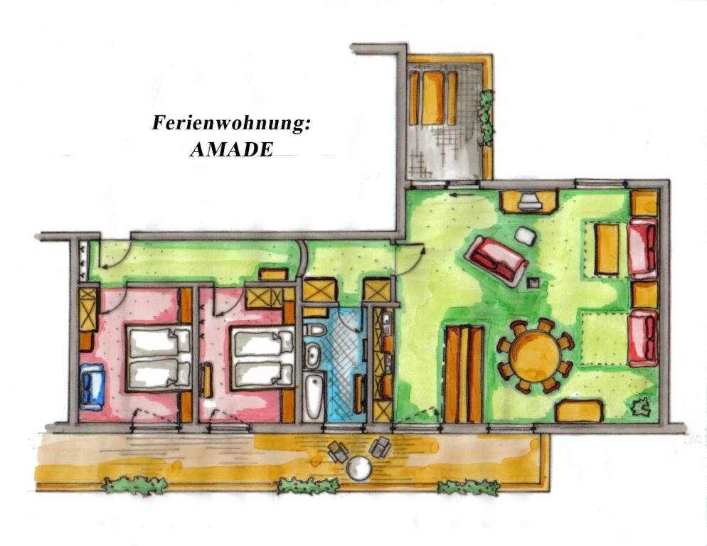 Апартаменты с 2 комнатами с балконом Ferienwohnungen Eckart