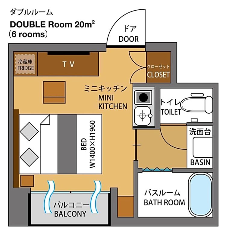 Standard Doppel Zimmer mit Balkon HOTEL SHINPOIN OSAKA