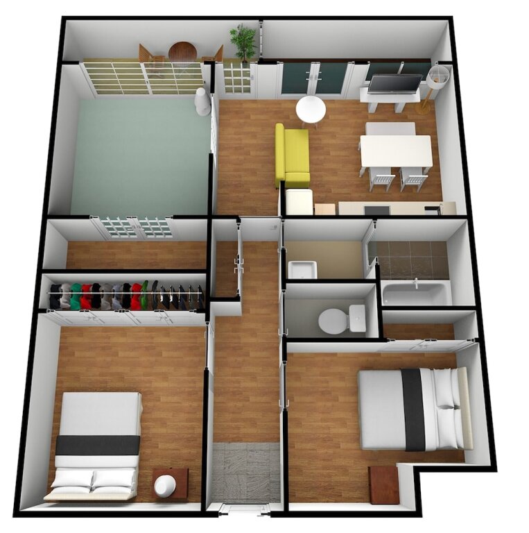 Семейные апартаменты с 3 комнатами с балконом Universal Bay Condominium