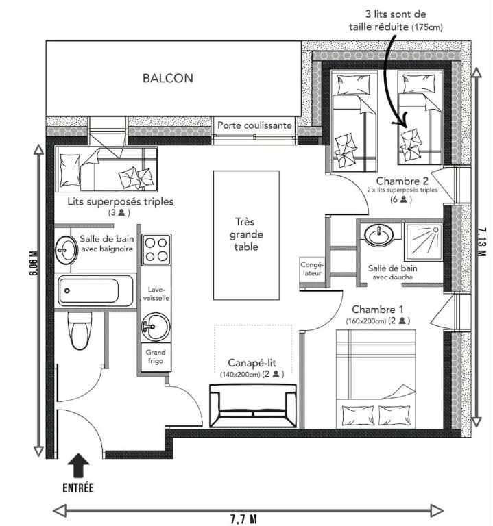 Superior Apartment 2 Schlafzimmer mit Balkon RisoulSki Antarès - Piscine et Sauna