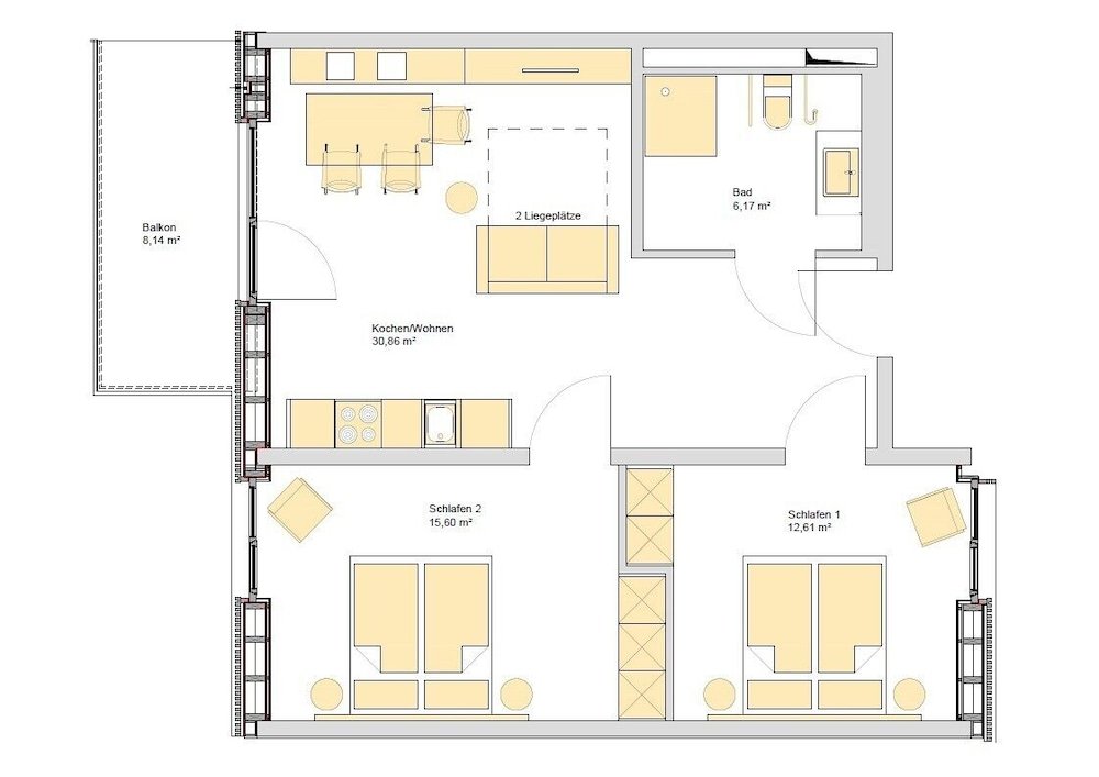 Family Apartment with balcony Sternen Bohlingen Aparthotel