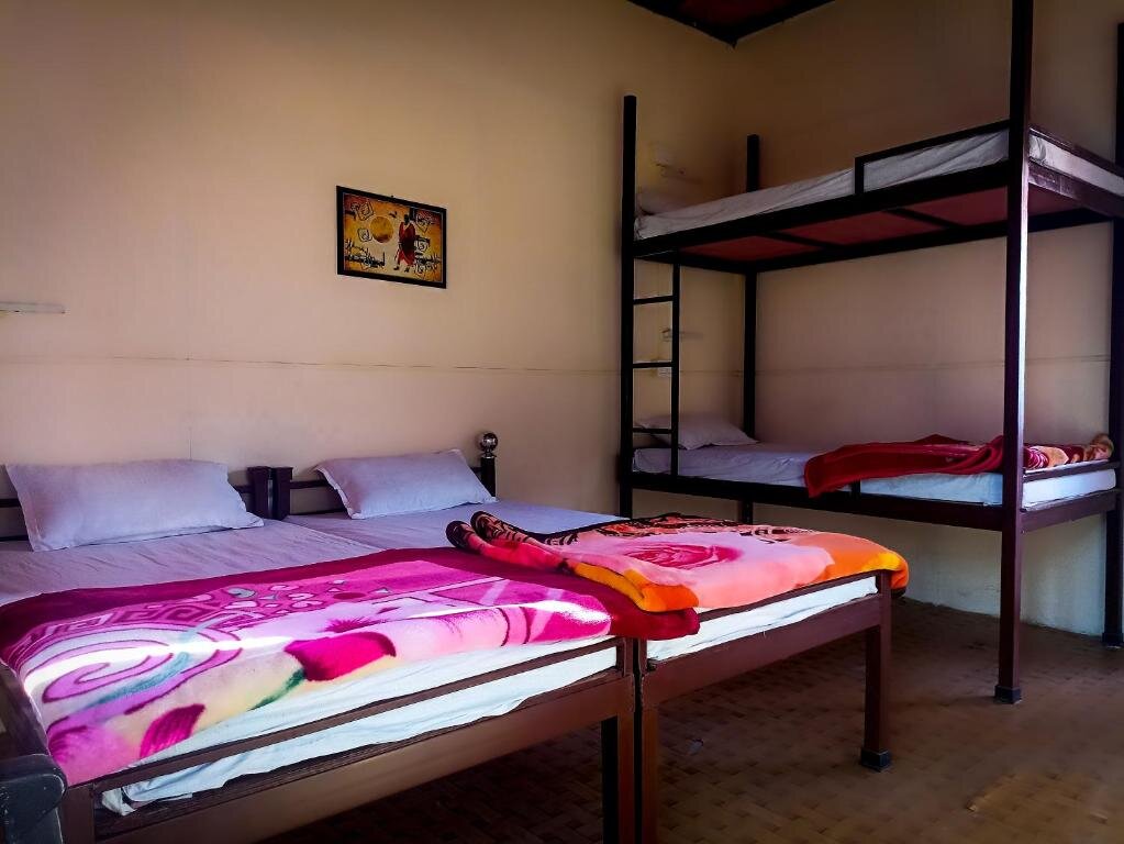 Кровать в общем номере Anna Hostel Tapovan