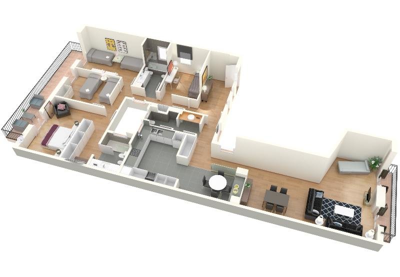Кровать в общем номере с 4 комнатами с балконом Aspasios Rambla Catalunya Suites