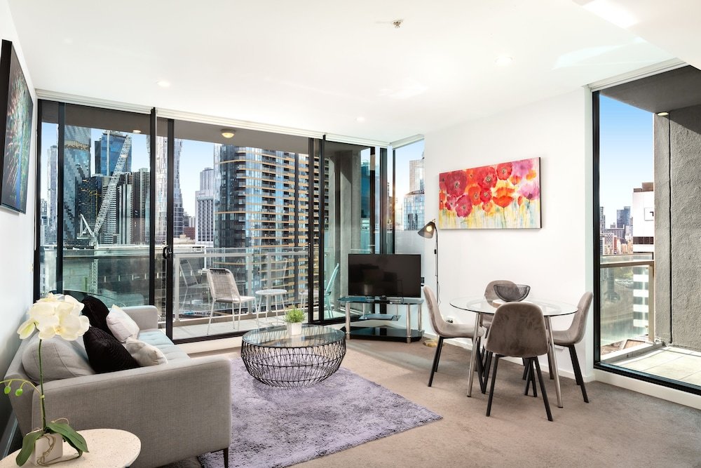 Апартаменты c 1 комнатой с балконом и с видом на город Waterfront Melbourne Apartments