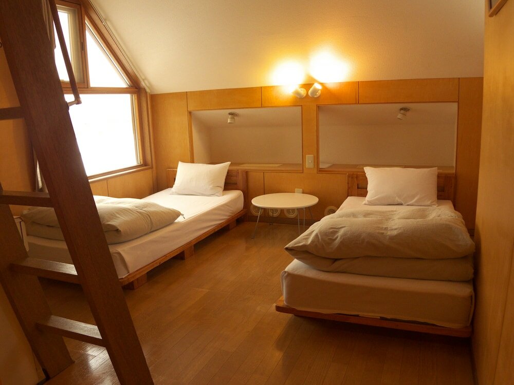 Bett im Wohnheim (Männerwohnheim) mit Bergblick Kussharo Genya Youth Guesthouse