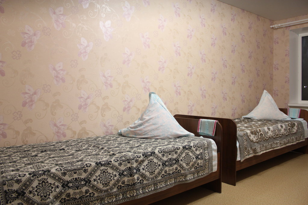 Cama en dormitorio compartido con vista Severyanka Mini-Hotel