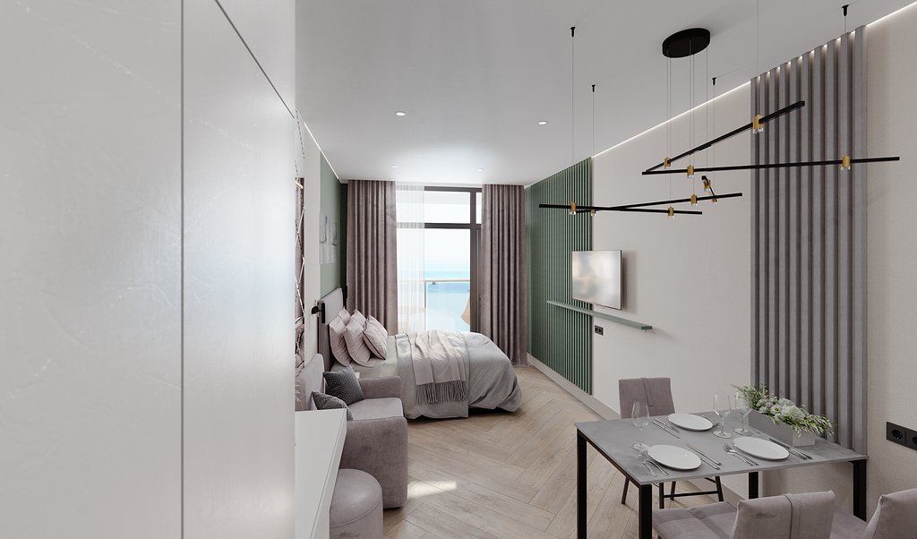 Olive Doppel Studio mit Blick Stil Zhizni Apart-Hotel