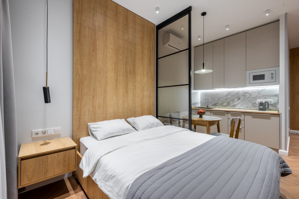 Affaires double chambre avec balcon et Vue sur la ville Modern Design y m.Dynamo Apart-hotel