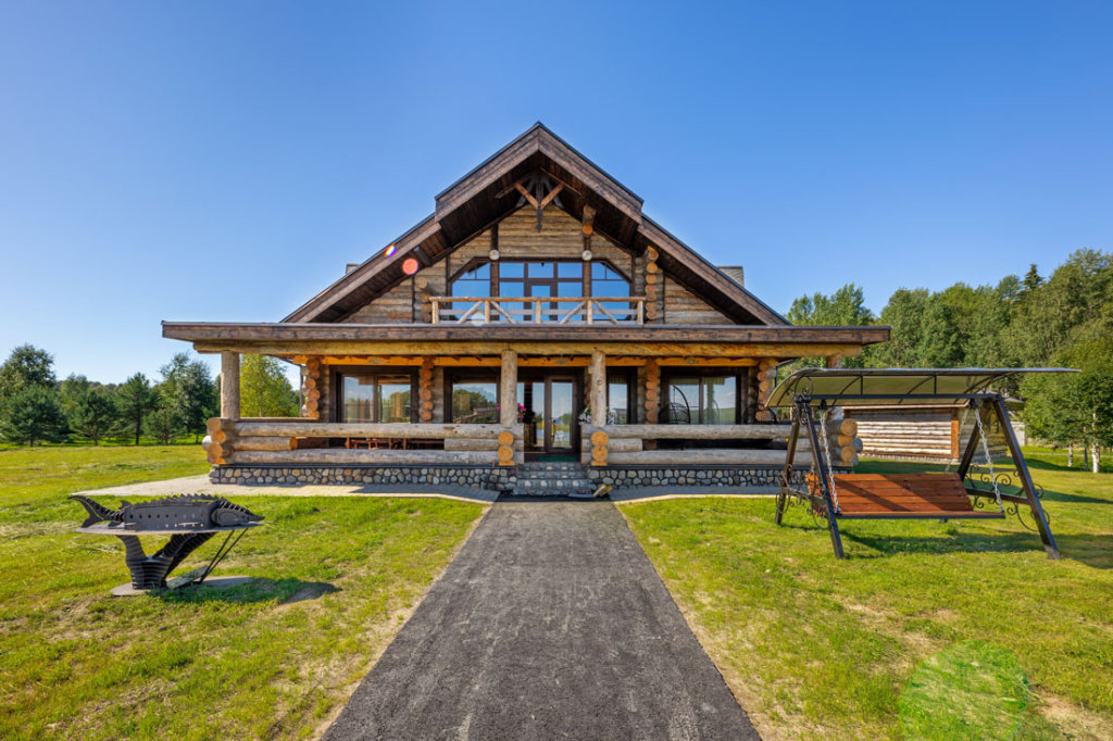 Cottage for 12 people Deluxe Karelian Hut con vista sul lago База отдыха "Черные камни" Коттеджи