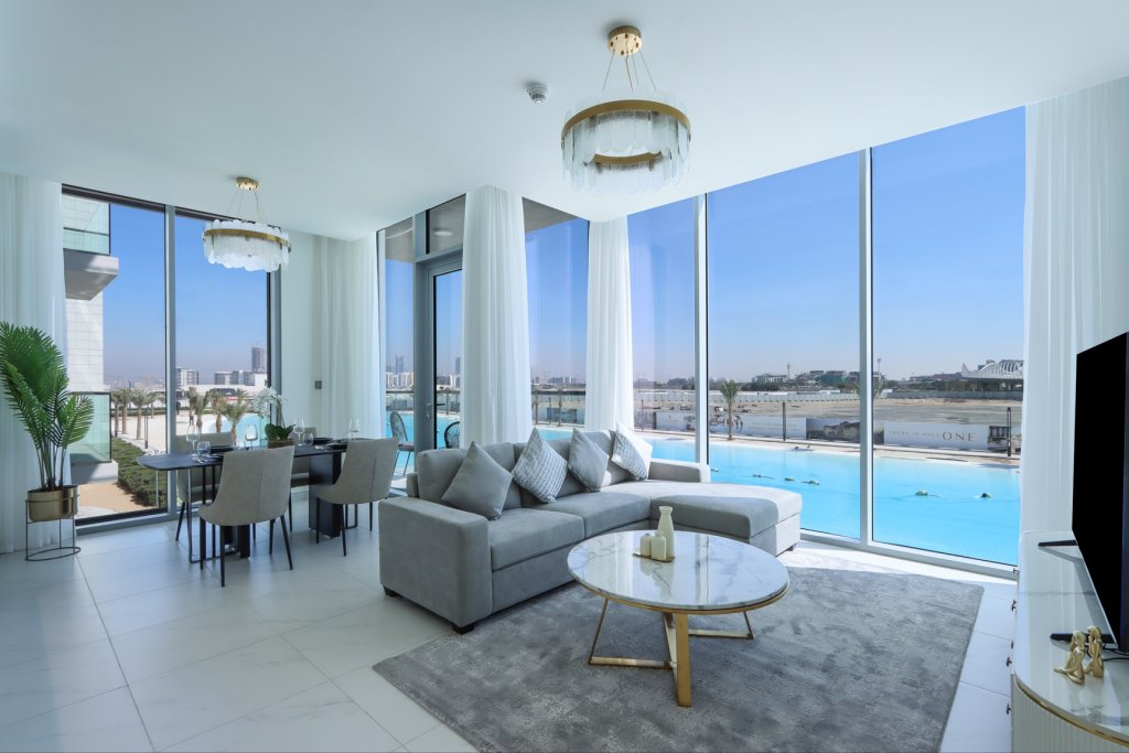 Апартаменты Luxury Апартаменты Panoramic 2BR with Lagoon view at District One