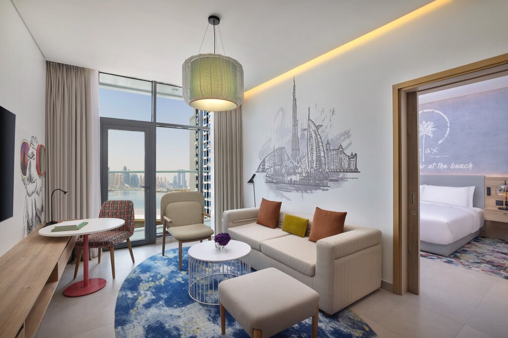 Двухместный клубный люкс c 1 комнатой с балконом и с видом на море NH Collection Dubai The Palm