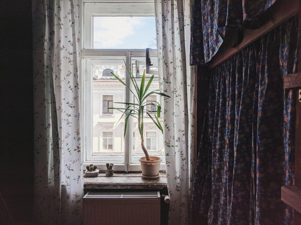 Кровать в общем номере (женский номер) с красивым видом из окна Хостел Polosaty Hostel