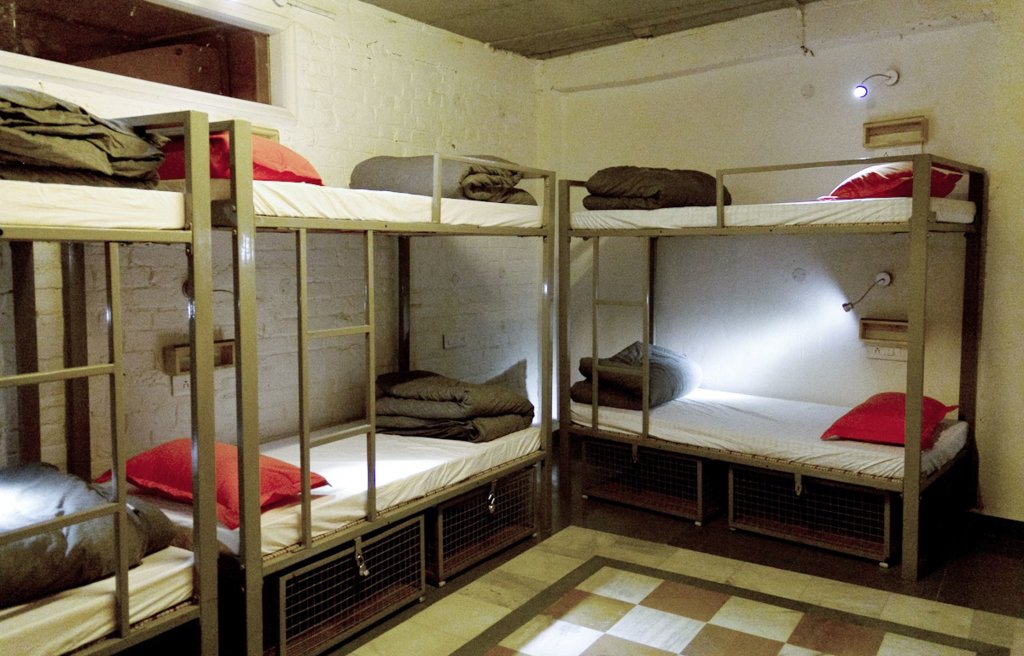Bett im Wohnheim Jugaad Hostels